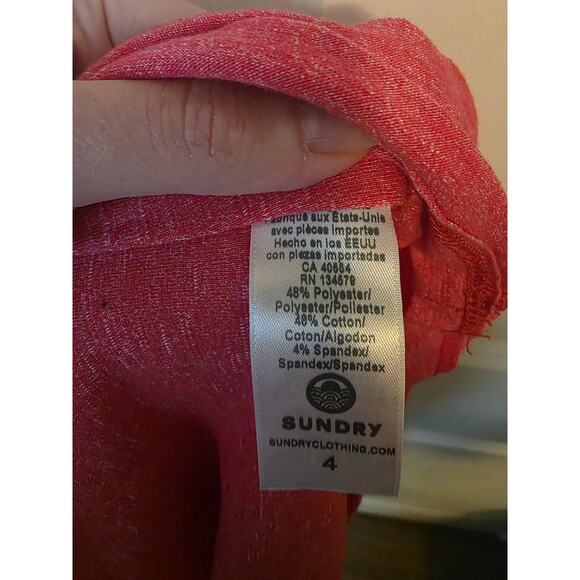 Sundry Red Ruched Lined Midi Dress Stretchy Size 4  - Great Condition Flattering - Picture 5 of 5